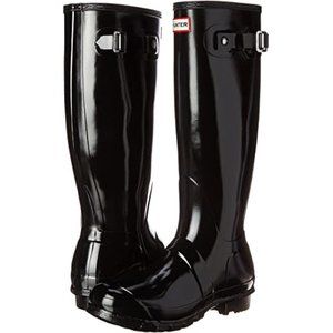 New Hunter Tall Black Gloss Rain Boots - Size 7